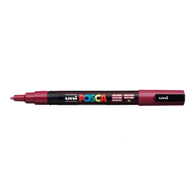 Imagen de uni ball 186526 Marcador POSCA con punta redonda fina, rojo vino