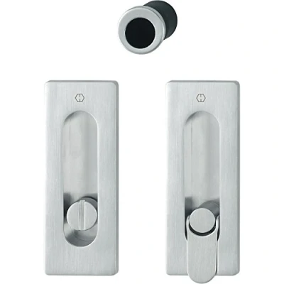 Imagen de Hoppe 3390260 Puerta Corredera Juego M464 sin cerradura, cuadradas roseta WC, cromado mate