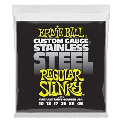 Imagen de Ernie Ball Regular Slinky Cuerdas para guitarra eléctrica, entorchado de acero inoxidable, calibre 10 46