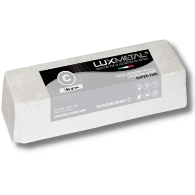 Imagen de Lux Metal Blanco S. Pasta abrasiva fina para pulir 700 gr Cera acero inoxidable metales Aluminio Hierro Pulidores Cromo Madera Plexiglás Mármol Latón Cobre Plástico Plata