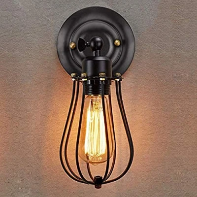 Imagen de Mengjay E27 metal Hierro Forjado Apliques luz de Pared iluminacion industrial Lámparas Vintage Para la jaula ajustable accesorio lampara retra casa interior (sin bombilla)