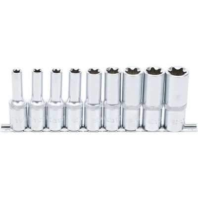 Imagen de BGS 2026 Juego de llaves vaso E Torx, largas entrada 12,5 mm (1/2&quot;) E10 E24 9 piezas