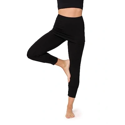 Imagen de Bellivalini Pantalones 3/4 Pirata con Minifalda para Mujeres Flare Deporte Yoga Jogging Pilates el Verano Leggins Capri Falda BLV50 276 (Negro, S)