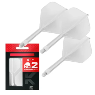 Imagen de Target Darts K Flex Integrated Dart Flight And Shaft, No.2 Blanco (Intermedio) Pack De 3 No 2, Plumas Para Dardos Moldeadas Precisión 2 En 1 Y Vástago Dardo Accesorios