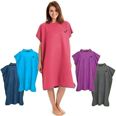 Imagen de Fit Flip Toalla con Capucha de Microfibra, Poncho Surf Microfibra Hombre, Mujer Vestido Verano para Hombres y Mujeres Color: Coralino Gris, Tamaño: L