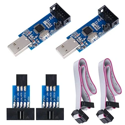 Imagen de KeeYees 2 Piezas Descargador Programador para USBASP ISP con Cable y Placa Adaptadora de 10 Pines a 6 51 AVR Microcontrolador
