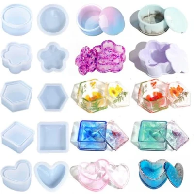 Imagen de Molde Resina Epoxi 5 Pcs Moldes de Silicona Para Resina,Resina Transparente Manualidades,Moldes DecoracióN Mesa Diy Manualidades.