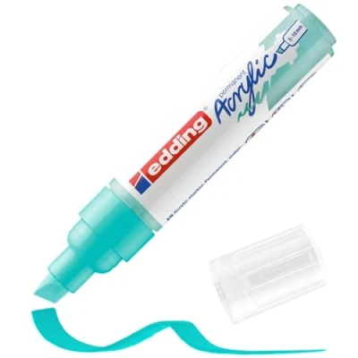 Imagen de edding 5000 marcador acrílico de trazo grueso turquesa 1 rotulador resistente al agua punta biselada ancha 5 10 mm pintura acrílica para lienzo, papel kraft, madera y piedra