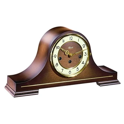 Imagen de Hermle Reloj de Manto Hecho a Mano, Estilo Tambor, Acabado en Nogal