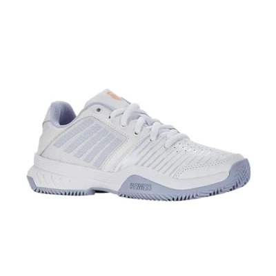 Imagen de K SWISS Court Express Zapatillas de tenis para tierra batida, Mujer, Talla: 41, White/heather/peach fuzz Zapatos