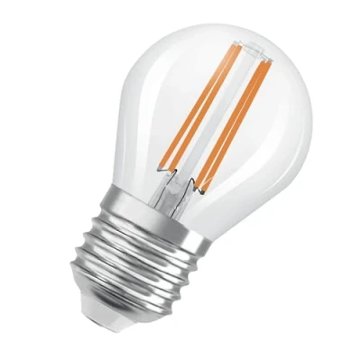 Imagen de OSRAM LED Superstar Classic Lámpara P 40 en forma clásica de miniesfera, cuerpo cristal transparente, 2,2 W, 470 lm, casquillo E27, luz blanca cálida con 2700 K, EEK A, 45 mm diámetro.