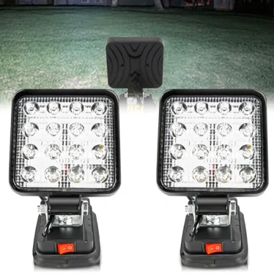 Imagen de 2 lámparas para Makita: Nizirioo 18 V, 27 W, lámpara de trabajo LED inalámbrica, foco multifuncional, taller portátil interior, exterior, camping [clase energética