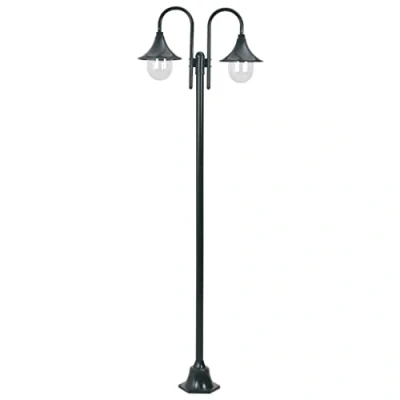 Imagen de vidaXL Farolas Jardín Aluminio 2 Luces Verde Oscuro 220 cm Iluminación Patio