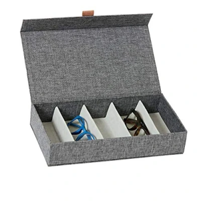 Imagen de LOVE !T STORE Premium Caja de Almacenamiento para Gafas con 5 Compartimentos, Lona, Gris, Für Brillen