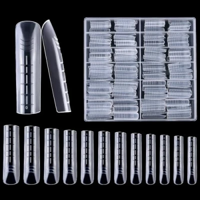 Imagen de Uñas postizas, 240 Piezas postizas Cápsula Acrílico,Nail Extensor Kit Profesional para Estudios De Manicura Y Diy Nail Art Home 12 Tamaños Transparente