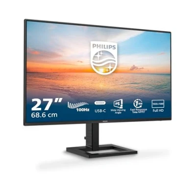 Imagen de Philips 27E1N1300AM Monitor FHD de 27 Pulgadas, Altavoces (1920x1080, 100 Hz, HDMI, USB C (65W Power Delivery), Hub USB) Negro