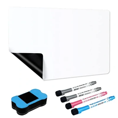 Imagen de Relota A3 Pizarra Blanca Magnética para Nevera, Tablero Magnetico de Borrado en Seco con 4 Rotuladores Blanca, Borrador, Whiteboard Memorandos, Notas, Menús, Planificar Estudios