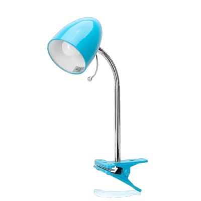 Imagen de Aigostar Lámpara de Escritorio con Pinza Retro， Lampara Lectura sin Bombilla， Flexo LED para Cama Compatible Bombillas Modelo E27 (Máx. 240V)， cable 153 cm， Azul