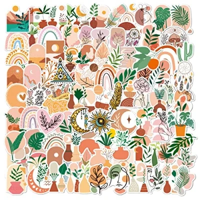 Imagen de Aesthetic Pegatinas de Bohemia 100 Uds, Vintage Vinyl Stickers para Guitarra, Equipaje, Scooter, Scrapbooking
