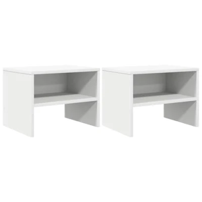 Imagen de vidaXL 2X Mesitas Noche Pequeñas Estante Mesita Habitación Mesa Lateral Cama Mueble Auxiliar Dormitorio Hueco Compartimento Cerrado Contrachapada