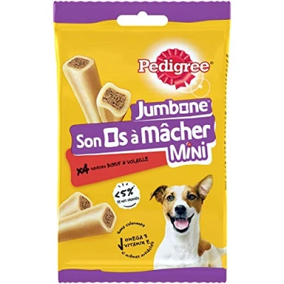 Imagen de Pedigree Jumbone Lote de 8 Bolsas 4 Huesos golosinas rellenas Sabores Carne y Aves Corral Recompensa Ideal para ocupar, educar, Hacer Placer a su Perro
