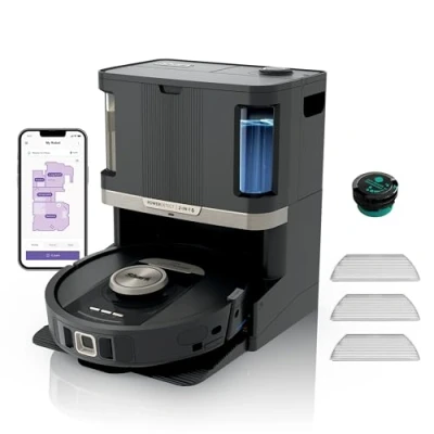 Imagen de Shark PowerDetect Robot Aspirador y mopa 2 en 1, Base NeverTouch Pro con Limpieza, Carga Vaciado automáticos, 60 días, navegación 3D LiDAR, NeverStuck, WiFi/App/Alexa, Negro, RV2800ZEEU