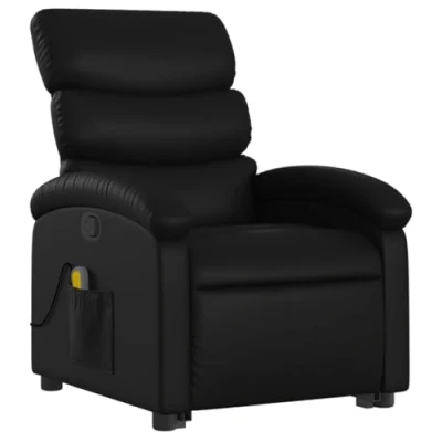 Imagen de vidaXL Sillón Reclinable de Masaje Pie, Silla con Respaldo Reposabrazos, Relax Descanso, Asiento Ajustable, Cuero Artificial Negro