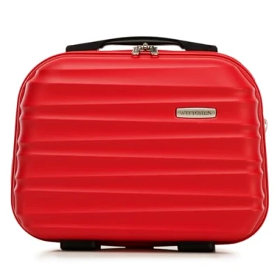 Imagen de WITTCHEN Maleta de cosméticos Viaje Equipaje Mano Cabina ABS Cerradura combinación Groove Line Neceser Rojo