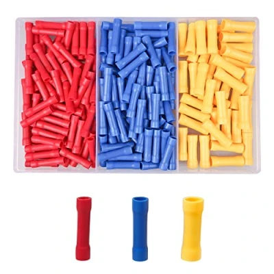 Imagen de YEYIT Terminales Eléctricos 200 Piezas Conectores De Cable A Tope Crimpado Surtidos ( Rojo, Azul y Amarillo) Kit Aislados