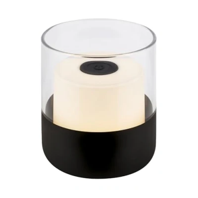 Imagen de BRILONER Mini LED Lámpara de Mesa Inalámbrica con Cristal, Regulable Cabecera Táctil, Escritorio, para Exterior e Interior, Luz Blanca Cálida, 9x10 cm, negro