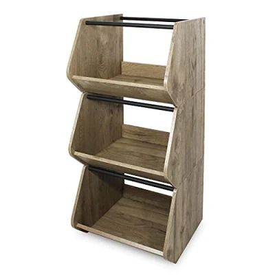 Imagen de Iris Ohyama, estante, caja de almacenamiento madera, muebles extra, 1 puerta plegable, escalable, sólida, cocina, dormitorio, salón estante básicos IWB 400 Marron centr é
