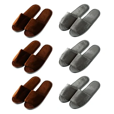 Imagen de Teceyfeet Zapatillas SPA Blancas Suaves con Bolsas de Cordel 6 Pares Pantuflas Invitados Punta Cerrada Lavable Reutilizable Hombres y Mujeres Baño Hogar Bodas