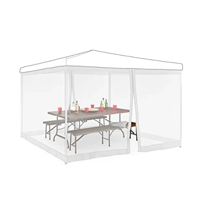 Imagen de Relaxdays Mosquitera para Carpa, Malla Antimosquitos Cenador 3 x m, 2 Laterales, Red Antiinsectos, Cremallera, Blanco