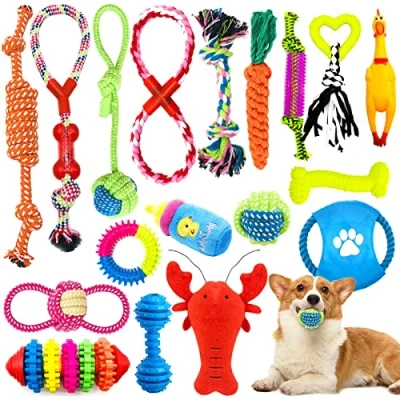 Imagen de JOYBOY Juguetes para Perros,18piezas Masticar,100% Algodón,Algodón Cuerda Juguete Cachorros Limpiar los Dientes Adecuado Pequeño y Mediano