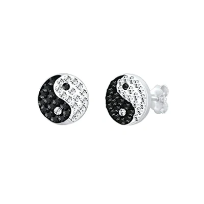 Imagen de Elli Pendientes para Mujer en Diseño de Símbolo yin y yang, con Cristales, Plata Ley 925