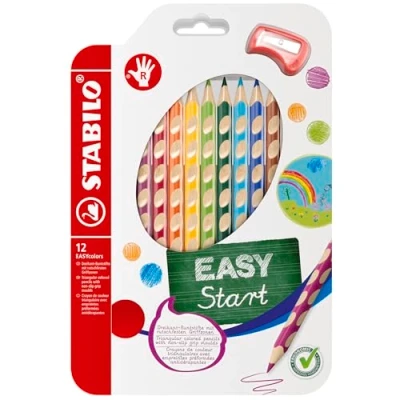 Imagen de Lápiz de color ergonómico STABILO EASYcolors START Estuche con 12 colores y 1 sacapuntas Modelo para diestros