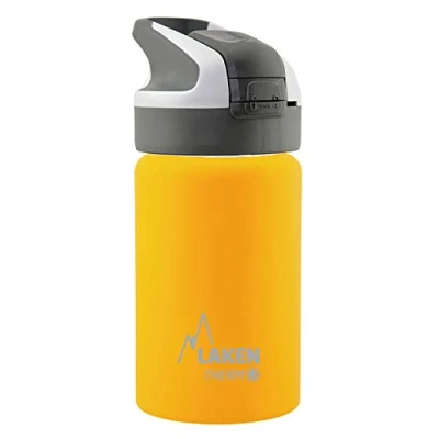Imagen de Botella de Agua Térmica al Vacío Acero Inoxidable Doble Pared Laken (0,35L Amarillo) Tecnología 24 Horas Frío Ideal para Trabajo o Deporte Cierre Hermético y Uso Vertical