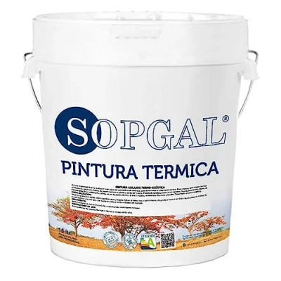 Imagen de Sopgal Pintura térmica Anti Calor especial Terrazas y Azoteas (15L) Transitable Reduce la temperatura de vivienda refleja radiación solar
