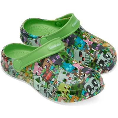 Imagen de Minecraft Zuecos Niños Niño Piscina con Charms Removibles Sandalias de Playa Zapatillas Verano Correa, Regalos para Gamers (Verde sin Charms, 36 37 EU)