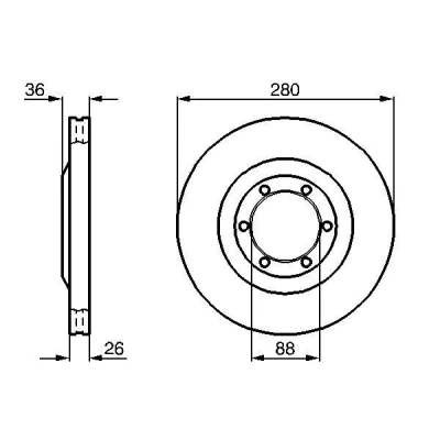 Imagen de BOSCH 0 986 478 437 Disco de freno 280 26 6 109 ventilado, ventilación interna revestido OPEL: Frontera A SUV, B Monterey