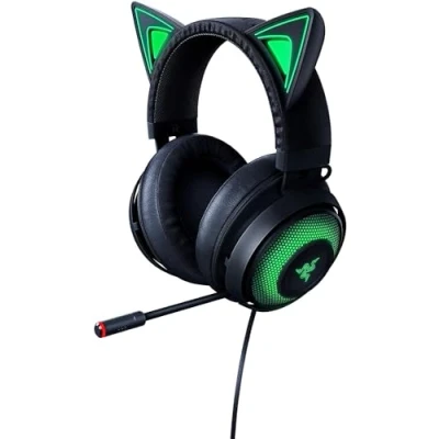 Imagen de Razer Kraken Kitty Auriculares Gaming con Cable (Los Orejas de Gato, RGB Chroma, Micrófono Cancelación Activa del Ruido, Audio Espacial THX) Negro