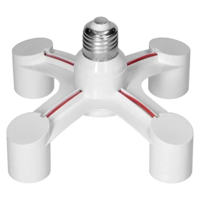 Imagen de Miratic Adaptador para Fuente de Luz Portalamparas E27 Techo Casquillo Bombilla Compatible con Varias Bombillas y Lámparas (4xE27)