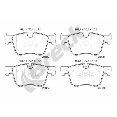 Imagen de BRECK 25833 00 701 Juego de pastillas freno preparado para indicador desgaste con accesorios PEUGEOT: 308 II Hatchback, SW 2
