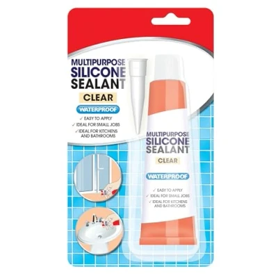 Imagen de Sellador de silicona, Claro, Resistente al agua, 70 g