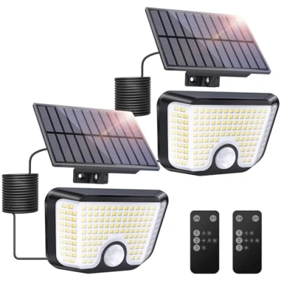 Imagen de Luz Solar Exterior con Sensor de Movimiento 166 Leds Focos Solares Exteriores Lampara 3 Modos Luces Led jardin IP65 Impermeable Aplique Pared para Interior Terraza