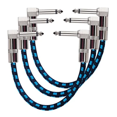 Imagen de Rayzm Guitarra Cable Patch 1/4 Silencioso Pedalera Cable, Derecha Masculino de ángulo para Hombre Mono Instrumento Alambre Guitarra/Bajo Pedales Efectos (Pack 3)