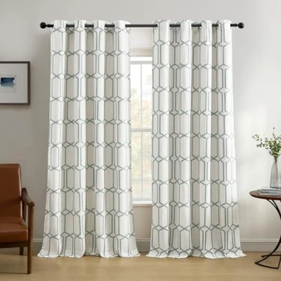 Imagen de Elrene Kaiden Cortina de Lino con Ojales para oscurecer la habitación, Tela, Azul Pizarra, W 52&quot; x L 95&quot; (1 Panels)