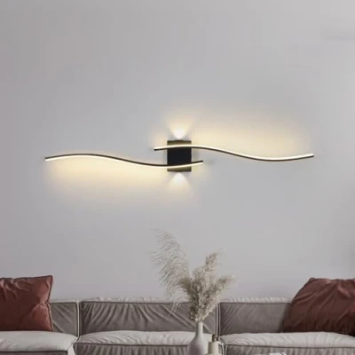 Imagen de minifair Negro Aplique Pared Interior,100Cm Largo Lineal Apliques Dormitorio Fuente De Luz Auxiliar,Lampara Led Para SalóN Escalera Pasillo Corredor Stairwill Batoming 3000K