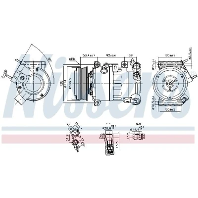 Imagen de NISSENS 890599 Compresor de Aire Acondicionado PXC14 12 PAG 46 YF R 134 a PEUGEOT: 5008 II, Rifter MPV