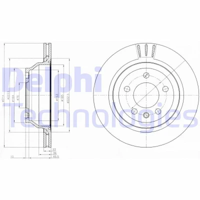Imagen de DELPHI BG3894 Disco de freno 314 22 5 ventilado aceitado altamente carbonizado sin cojinete rueda, anillo sensor ABS VOLKSWAGEN: Touareg I